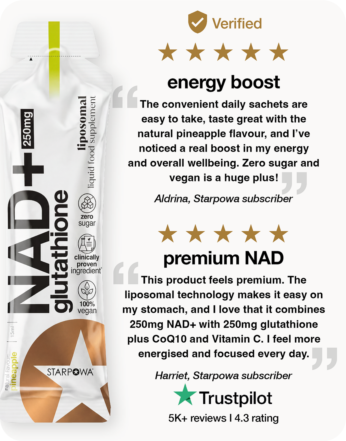 Nad+ Glutathione 250mg Liquid Liposomal - Bundle